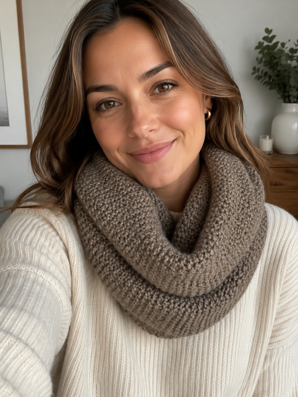 Cozy Chunky Knit Infinity Scarf in light gray